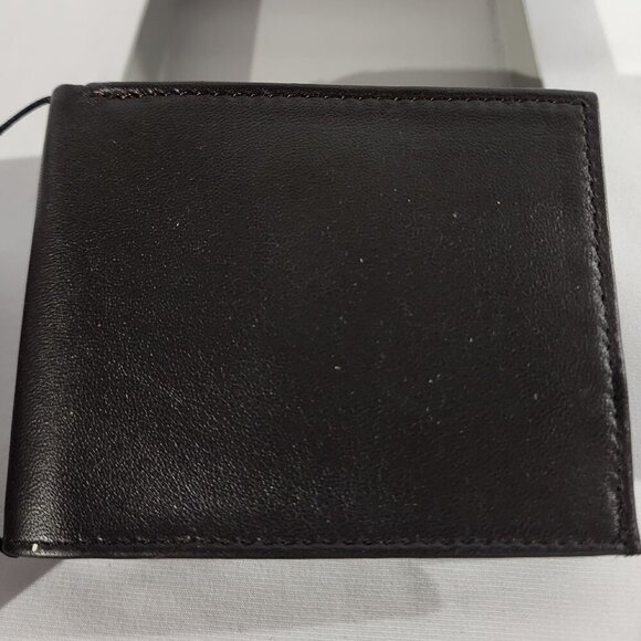 New Men's Stafford Slim Wallet Slimfold Contrasting Canvas Gen Leather Brown NWT - Picture 6 of 11